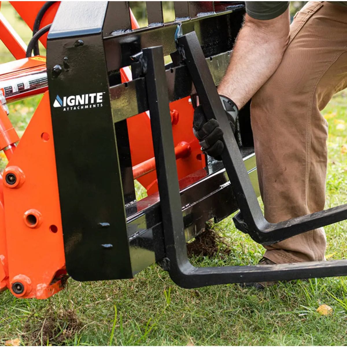 1200 Lb Quick Attach Pallet Forks — Ignite Attachments - Front Installation