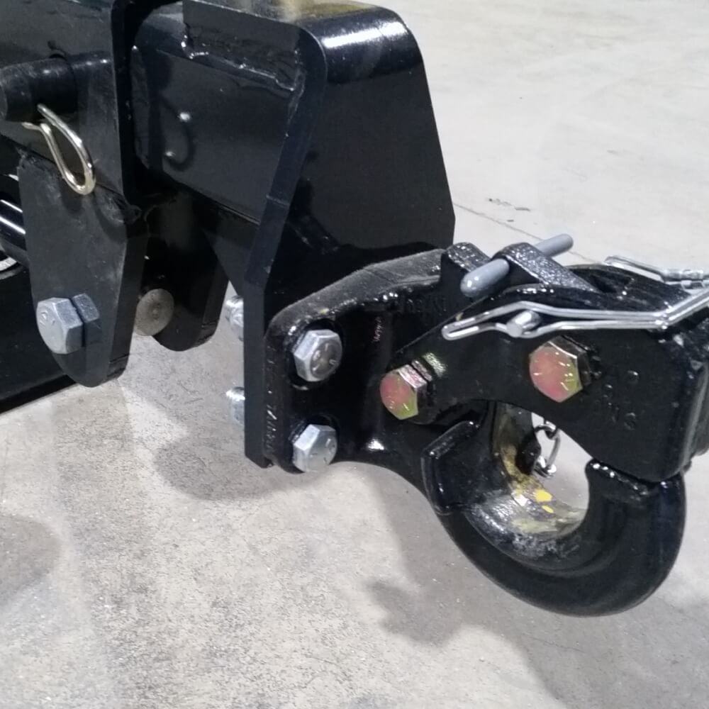 20 Ft Skid Steer Truss Boom by Glacier Attachments, black with robust hitch and hardware features.