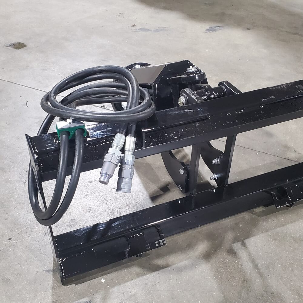 Glacier Attachments Auger Drive Unit for Skid Steer, black with hydraulic hoses and sturdy frame.