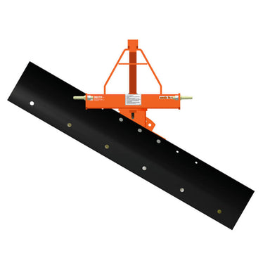 BEFCO 3 Point Rear Blade for Tractor, angled view, featuring an orange frame and black blade.