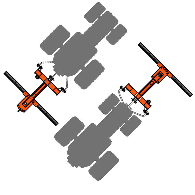 BEFCO 3 Point Rear Blade for Tractor, orange and black, angled view with adjustable arms.