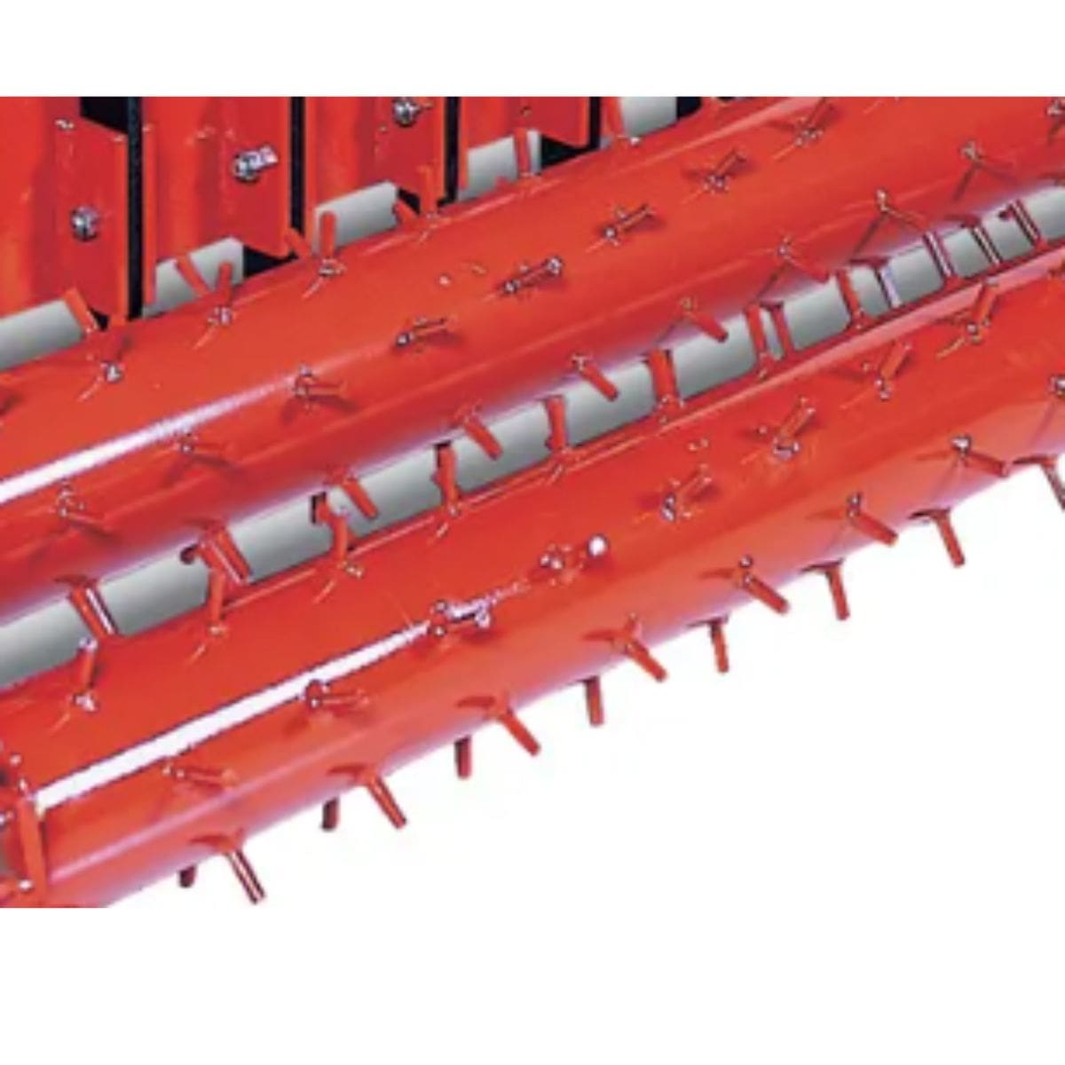 BEFCO 3 Point Soil Pulverizer, orange with durable spikes for effective soil preparation.