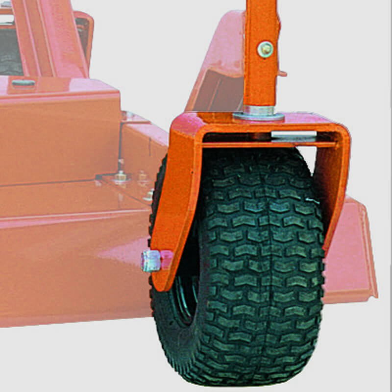 BEFCO Cyclone Super Flex Gang Grooming Mower angled view with orange frame and rugged tires.