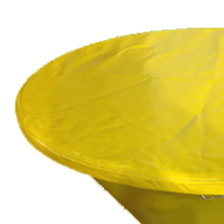 BEFCO Turbo Hop 301 yellow pendulum spreader top-down view with a smooth surface.