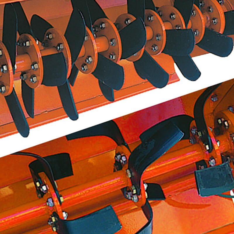 BEFCO Green-Rite Seeder and Aerator angled view, featuring orange blades and metal components.