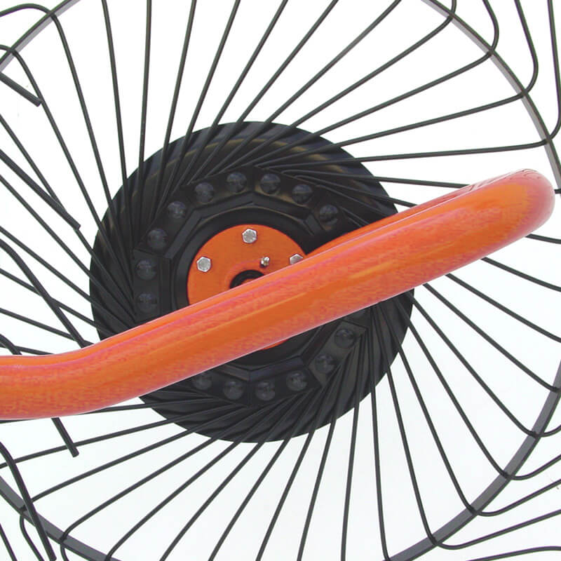 BEFCO RS2 Hay Rake top-down view featuring a black and orange design with metal tines.