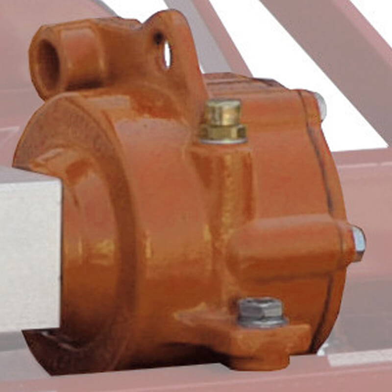 BEFCO T40 Rotary Tiller close-up view, orange component showcasing bolts and fittings.