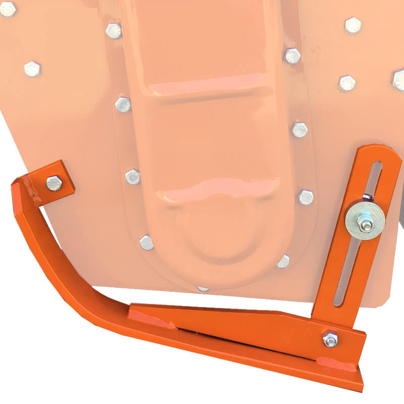BEFCO T50 Rotary Tiller angled view, orange color with detailed metallic bolts and adjustment lever.