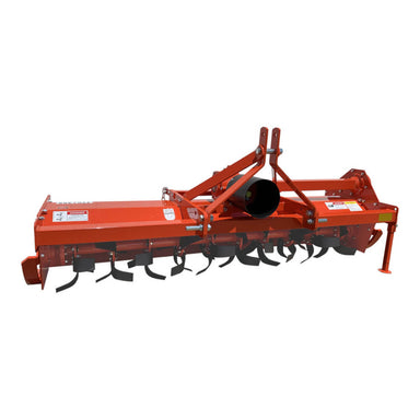 BEFCO T70 Rotary Tiller front view, bright orange with tines and a durable frame.
