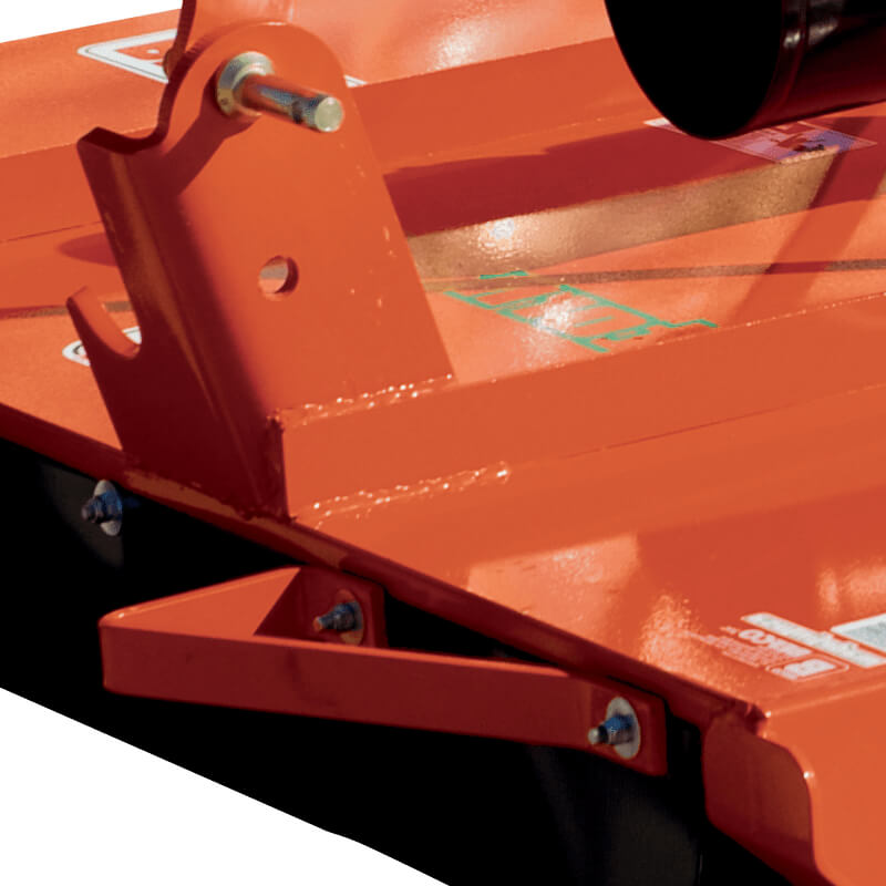BEFCO Tornado BRC Rotary Cutter, orange, angled view showcasing robust construction and mounting hardware.