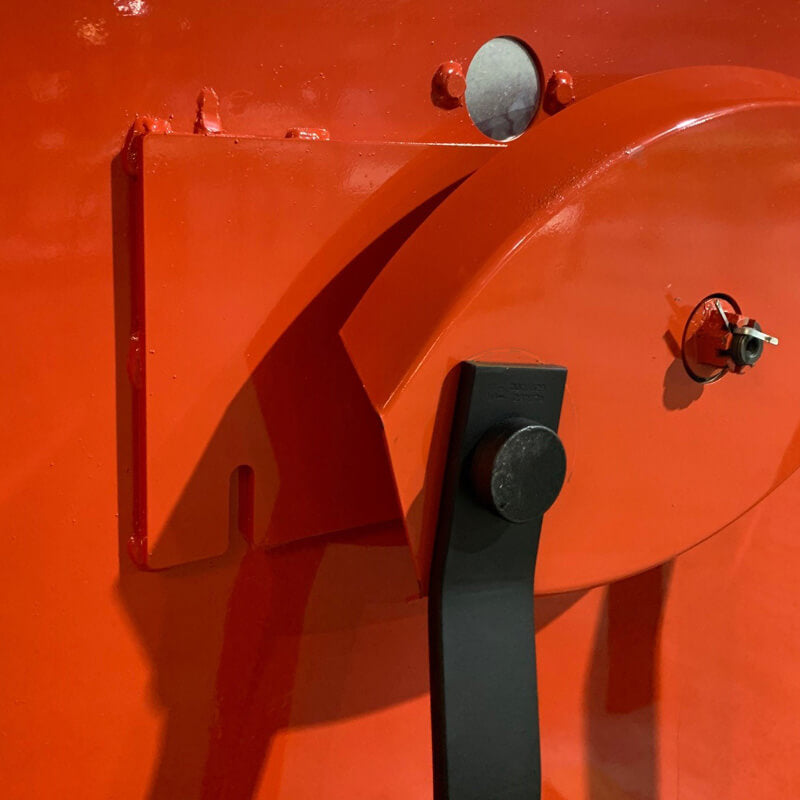 BEFCO Tornado BRC Rotary Cutter angled view, vibrant orange body with handle and adjustment knob.