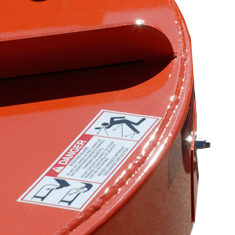 BEFCO Tornado BRC Rotary Cutter, orange with safety warning label on top edge.