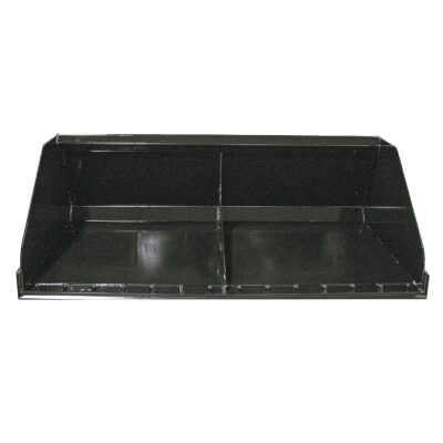 Commercial Skid Steer Snow Bucket by Prime Attachments, black, front view, durable construction.