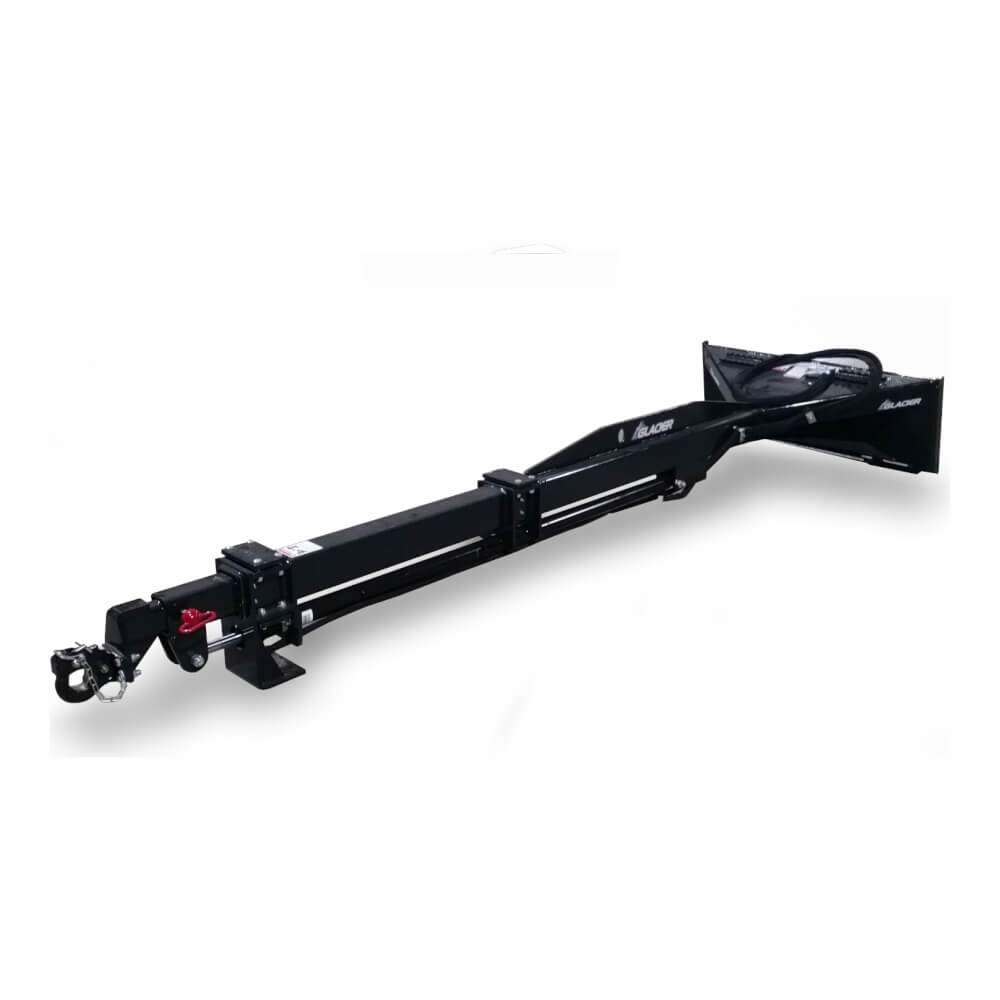 Glacier 20 Ft Skid Steer Truss Boom, black with adjustable arm and hydraulic features.