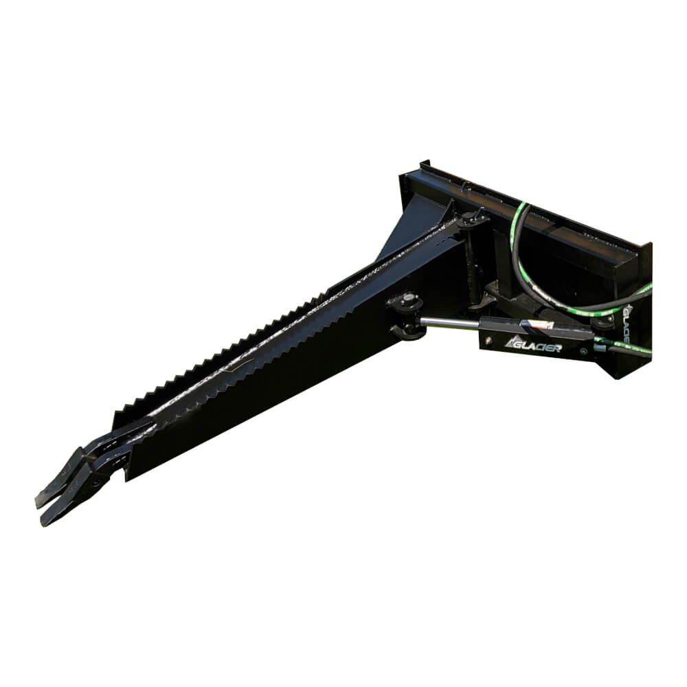 Glacier Stump Shark attachment, black, angled view with serrated edges and hydraulic components.