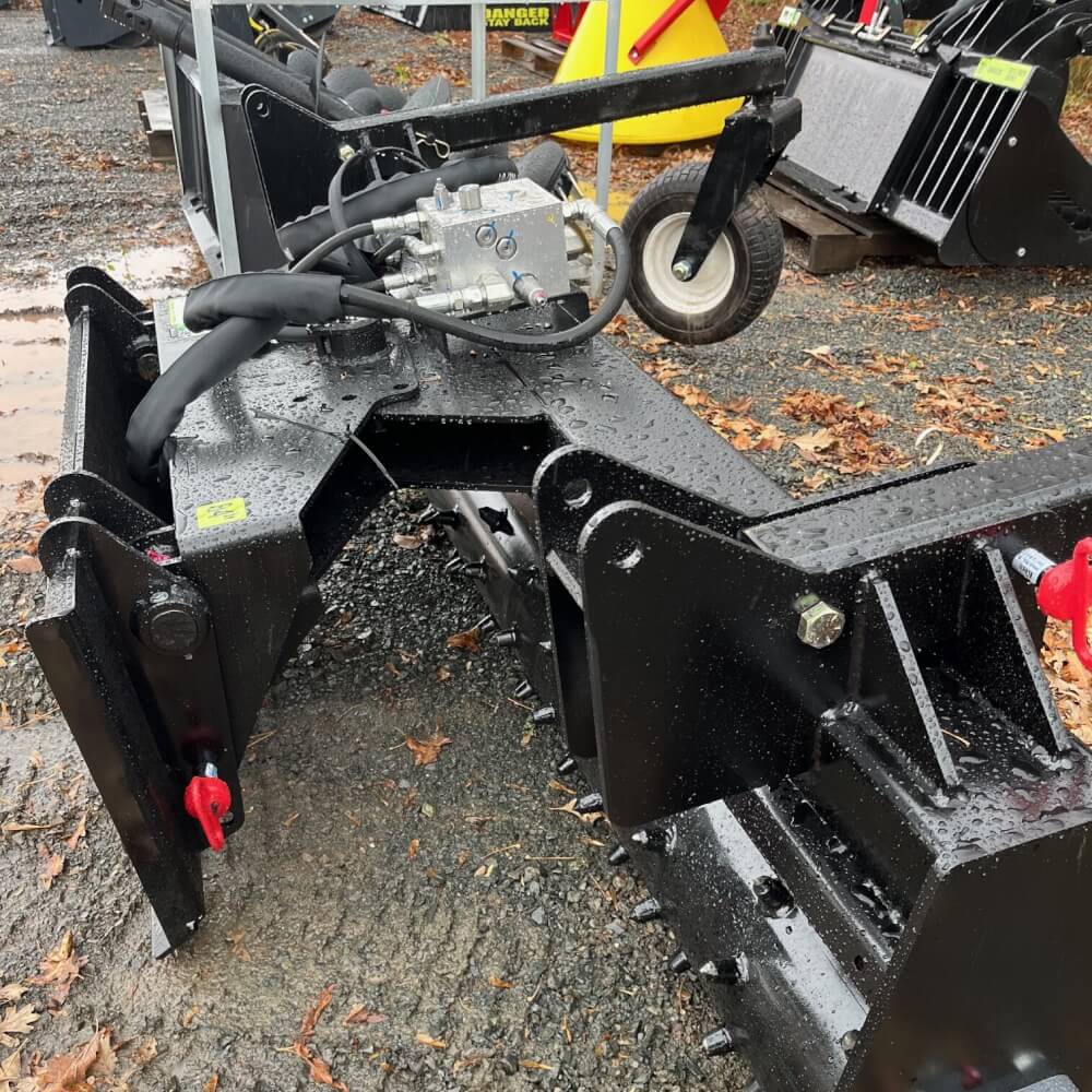 HD Soil Conditioner by Prime Attachments, black with hydraulic components, angled view.