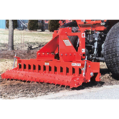 Heavy Duty Soil Pulverizer by BEFCO, red, angled view with rolling tines and adjustment features.