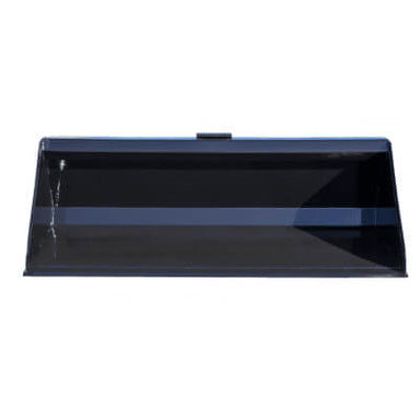 Low Profile Skid Steer Bucket by Prime Attachments, angled view, robust construction in black.