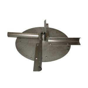 Poly Hop Broadcast Spreader BEFCO, silver metal construction with a circular base and support arms.