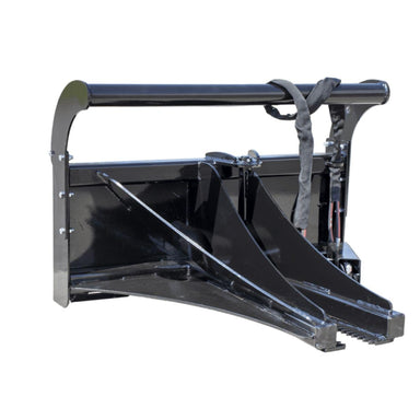 Prime Attachments Skid Steer Tree Puller Attachment, angled view in black with sturdy arms.