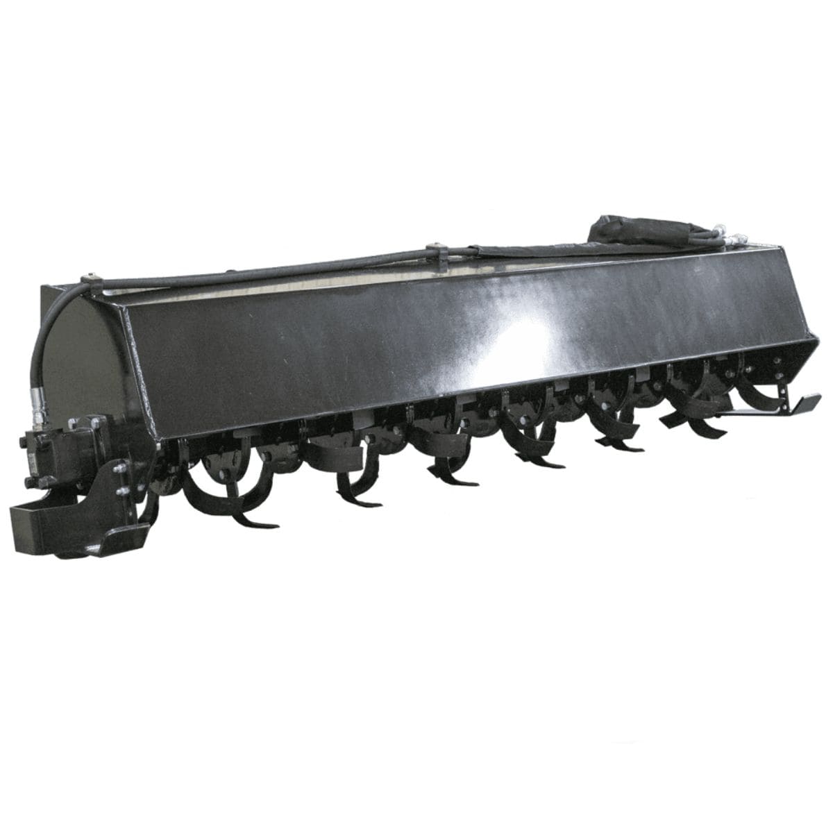 Prime Attachments heavy-duty skid steer tiller right side view black
