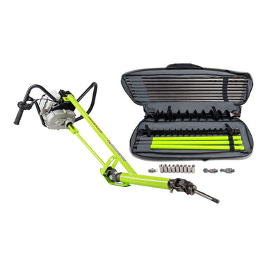 SiBore SB431 Bore Drill Machine, green with black handle and tool kit for easy transport.