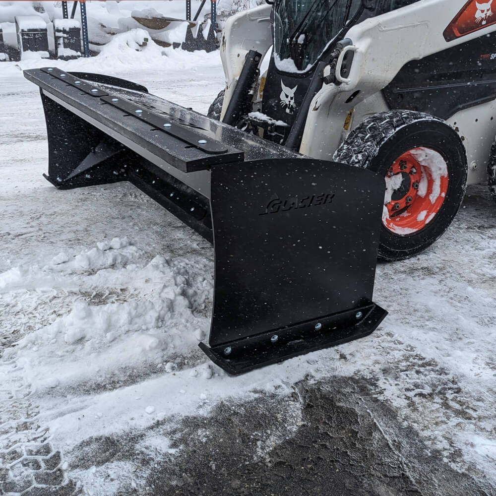 Glacier Heavy Duty Snow Pusher, black, angled view with robust blade and mounting features.