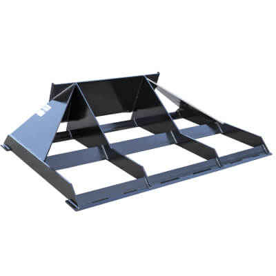 Skid Steer Land Leveler Attachment by Prime Attachments, angled view, durable black steel construction.