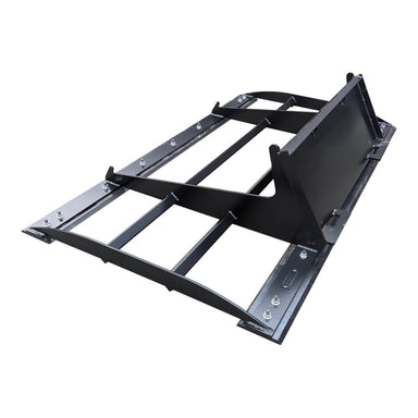 Skid Steer Land Plane Attachment by Glacier Attachments, black, angled view with robust frame design.