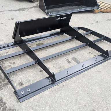 Glacier Skid Steer Land Plane Attachment, black, angled view with durable steel frame and adjustable blade.