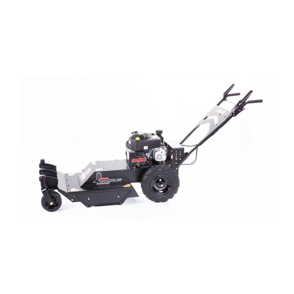Swisher 24" Walk Behind Rough Cut Mower, black with large wheels and ergonomic handles.