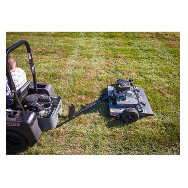 Swisher 44 Trail Mower 11.5 HP, angled view with handlebars, engine, and rear wheels.