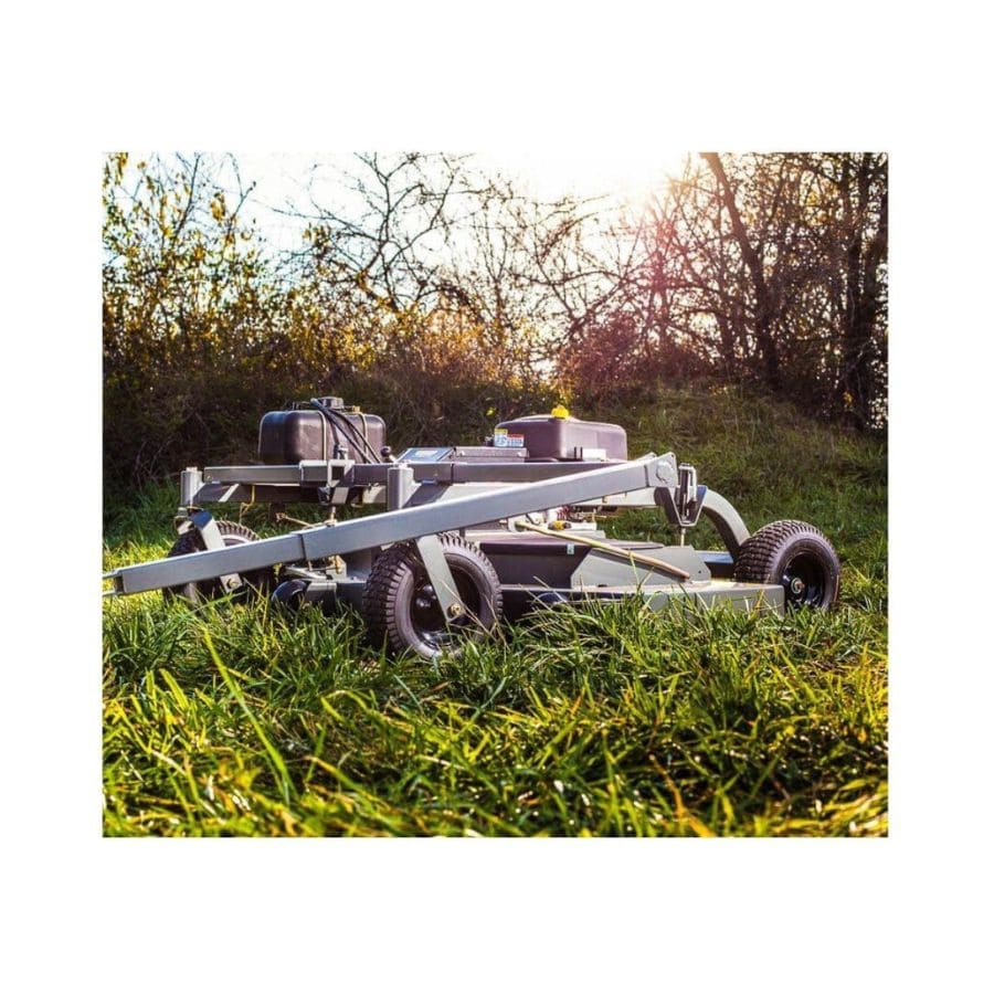 Swisher 60" Trail Mower 12V 15.5 HP, angled view with wheels and engine components visible.