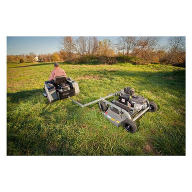 Swisher 60" Trail Mower, 12V, 15.5 HP, gray and black with wheels and handle.