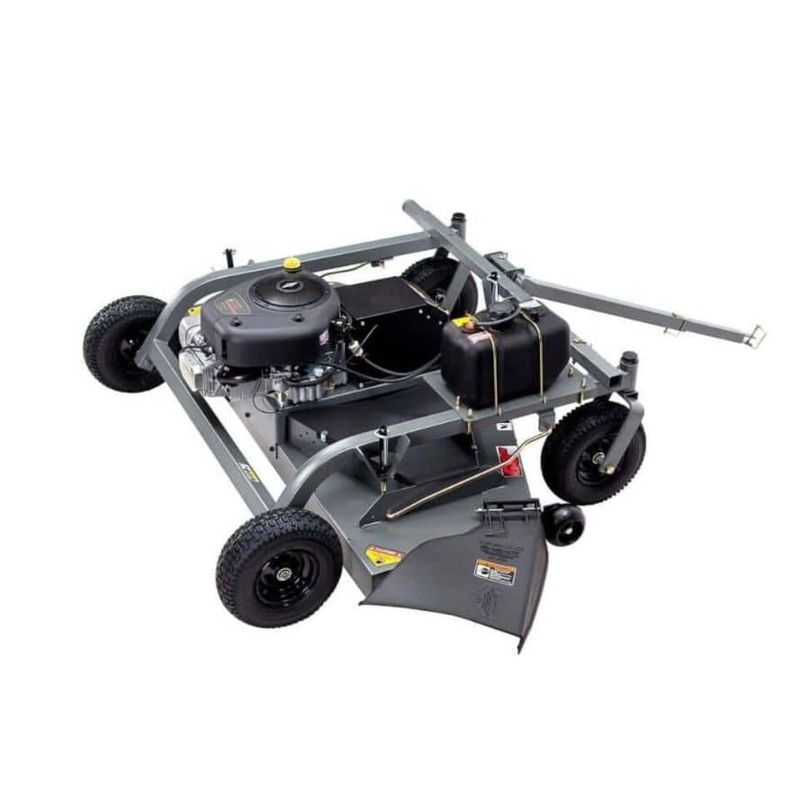 Swisher 60" Trail Mower, 12V, 15.5 HP Briggs & Stratton, gray chassis with black wheels and engine.