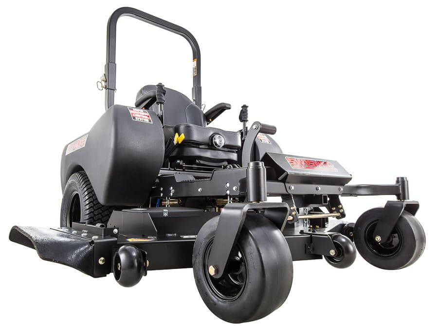 Swisher 60" Zero Turn Mower, 24 HP Briggs & Stratton, black body with large rear wheels.