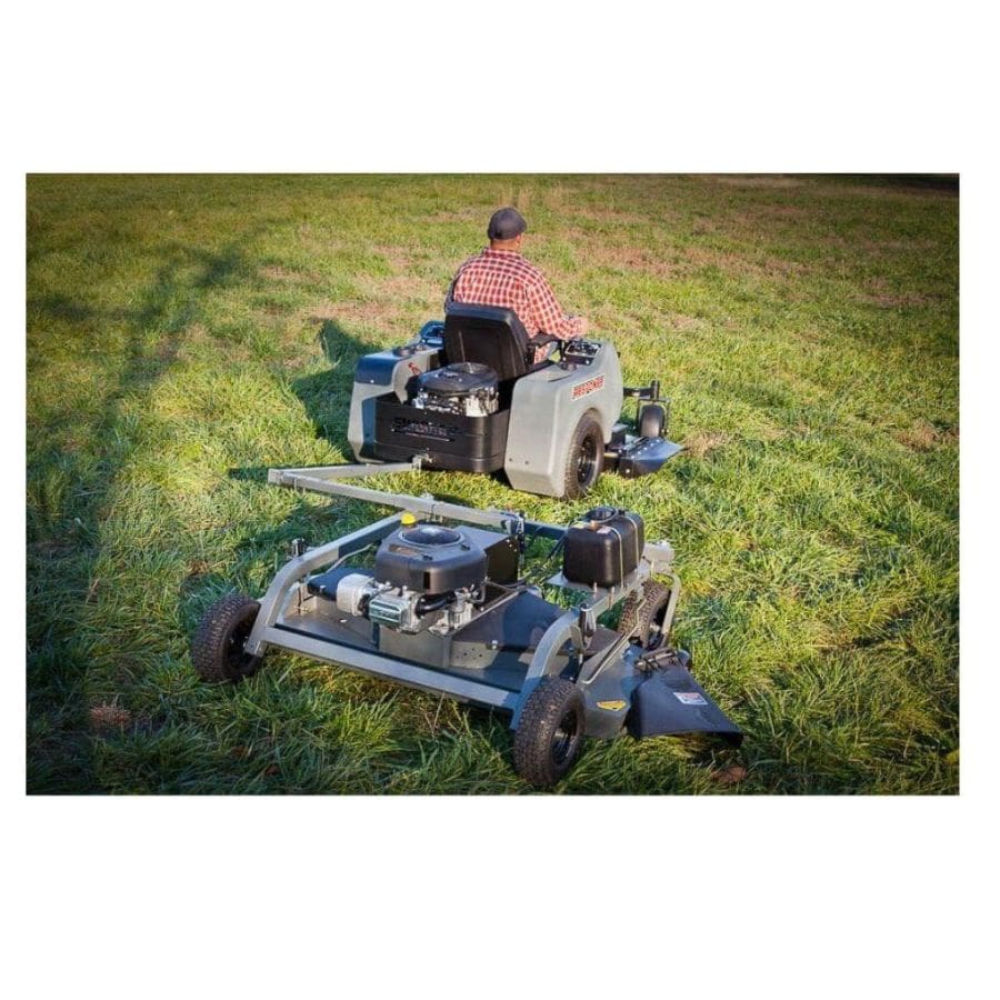 Swisher 60" Trail Mower 12V with 15.5 HP Briggs & Stratton, gray, rear view, rugged design.