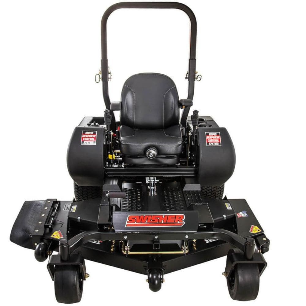 Swisher 60" Zero Turn Mower, 24 HP Briggs & Stratton, front view with black cushioned seat and controls.