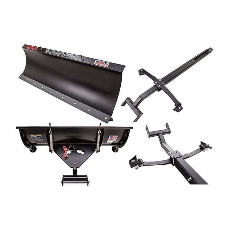 Swisher 62" UTV Commercial Pro Plow Combo, angled black plow with adjustable mounting components.