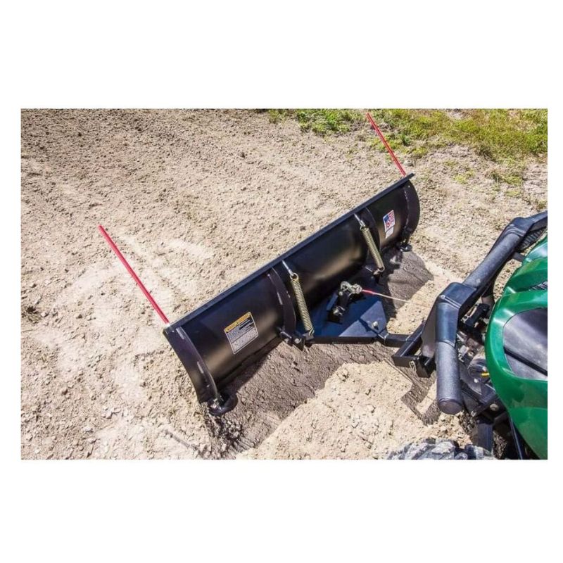 Swisher 62" UTV Commercial Pro Plow Combo, black angled view with red markers and mounting hardware.