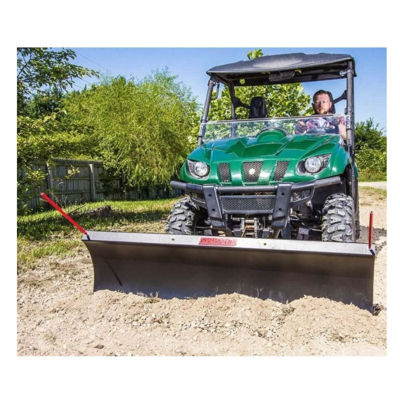 Swisher 62" UTV Commercial Pro Plow Combo front view, green with a black blade and red handles.