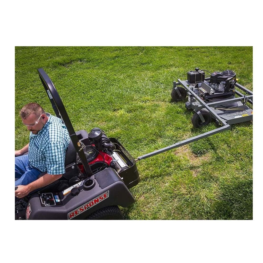 Swisher 66 Commercial Mower, 14.5HP Kawasaki, robust design in black with rear wheels.