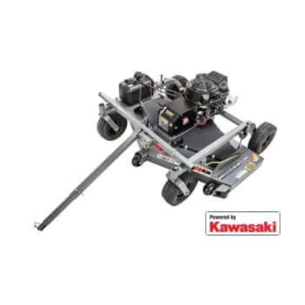 Swisher 66 Commercial Mower, 14.5HP Kawasaki, top view with large wheels and handle.