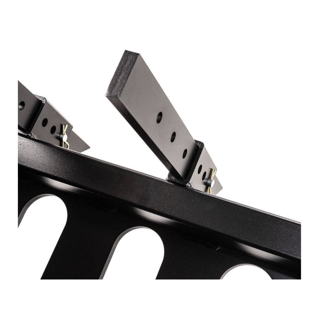 Swisher Commercial Pro RoadBuster Driveway Grader, angled view, black with adjustable grading bars.