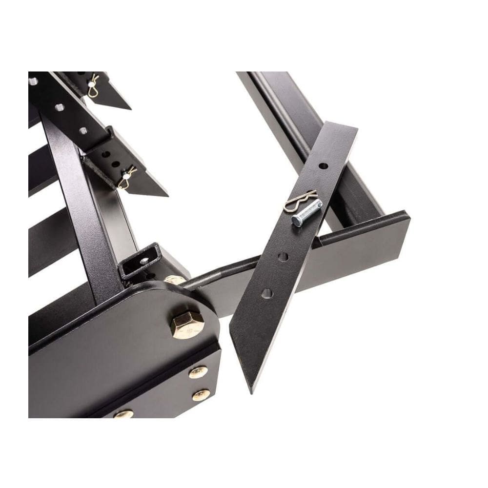 Swisher Commercial Pro RoadBuster Driveway Grader, black metal construction with adjustable grading blades.