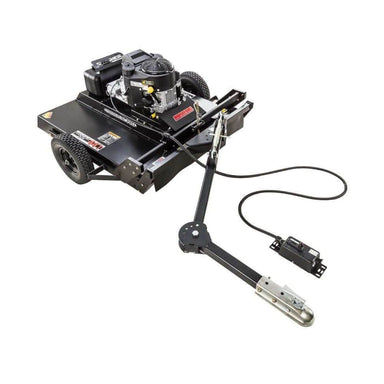 Swisher Country Cut 44" Rough Cut Mower, black, featuring a Kawasaki engine and towable design.