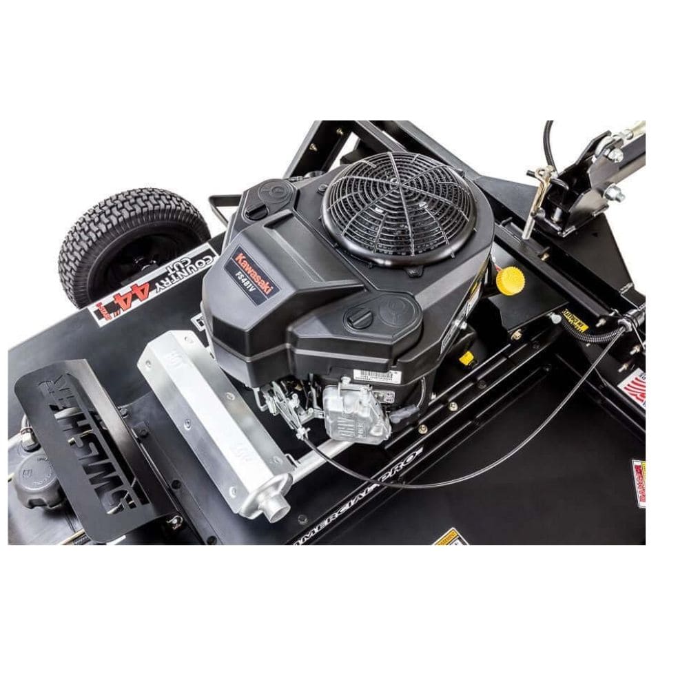 Swisher Country Cut 44" Rough Cut Mower with Kawasaki engine, top view showcasing durable design and components.