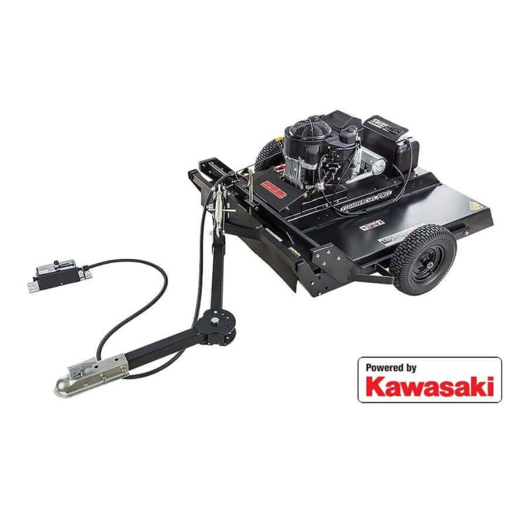 Swisher Country Cut 44" Rough Cut Mower, angled view, featuring a 14.5 HP Kawasaki engine and wheels.