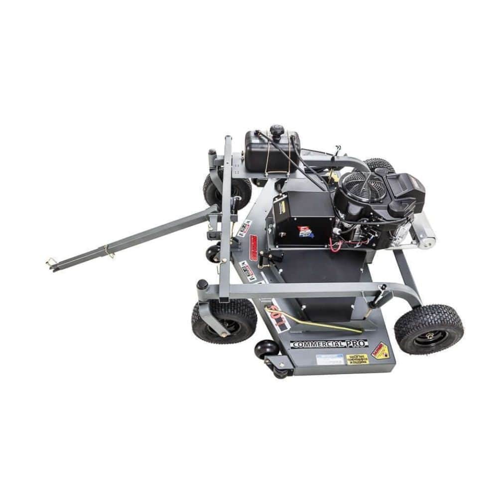 Swisher Fast Finish 60" 14.5 HP 12V Commercial Pro Mower, angled view with black engine and sturdy wheels.