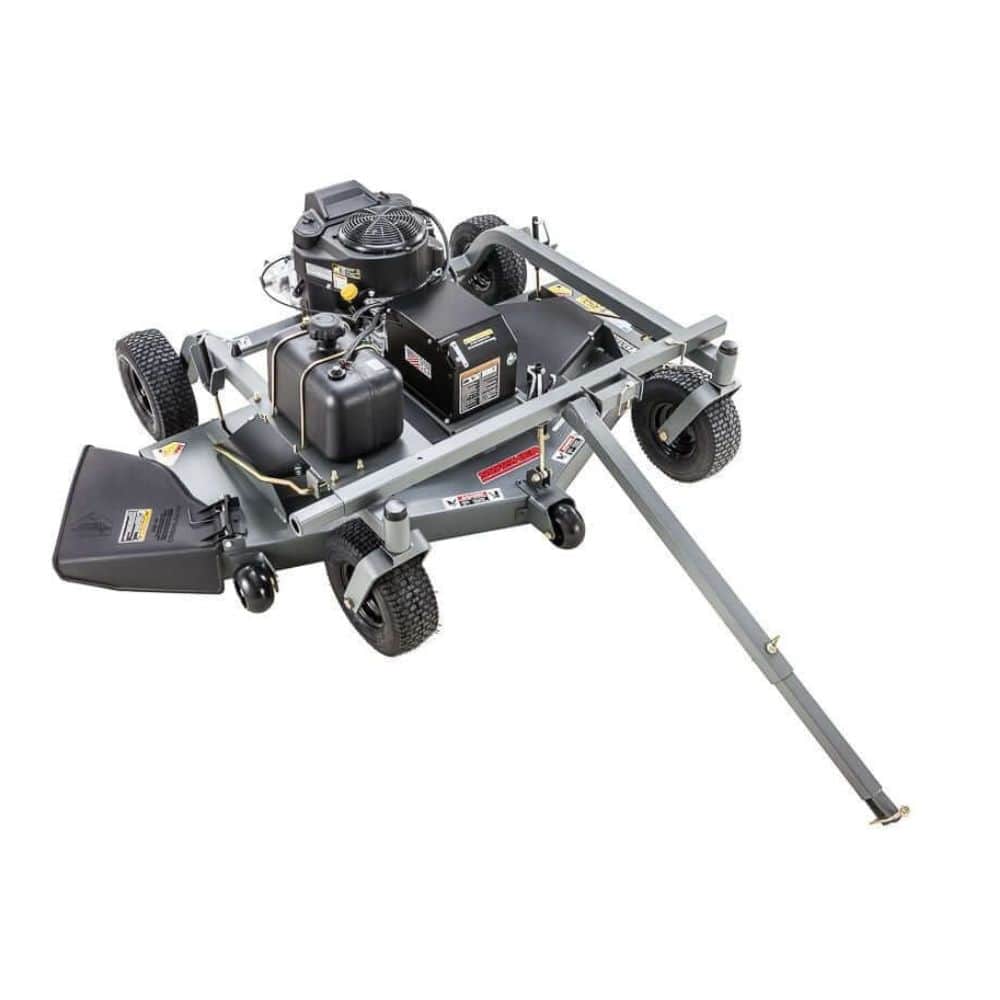 Swisher Fast Finish 60" commercial mower, gray cart design with wheels and small engine.